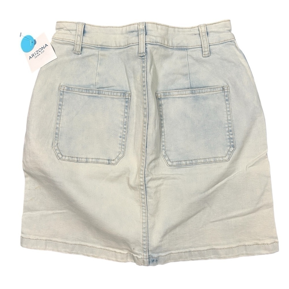 Arizona Jean Company Y2K Denim Mini Skirt Ring Zip Front Light Wash Sz 3 - Picture 2 of 8